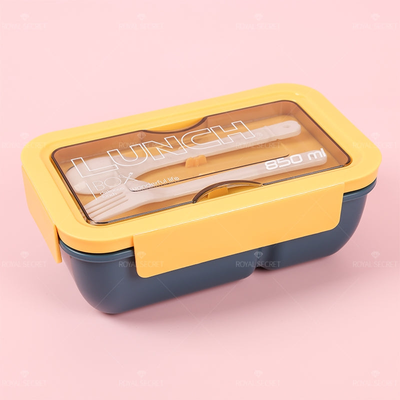 850ML Fiambrera Con Compartimento Rectangular Caja De Almuerzo Aislada Portátil Lunch Box Lonchera Con Cubiertos (Personalizado)