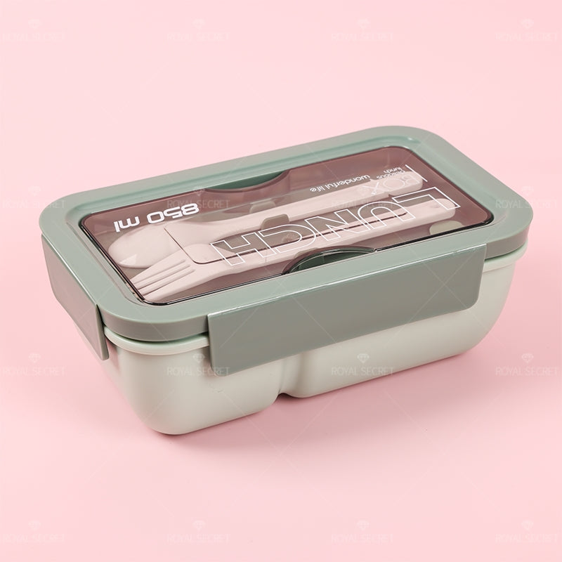 850ML Fiambrera Con Compartimento Rectangular Caja De Almuerzo Aislada Portátil Lunch Box Lonchera Con Cubiertos (Personalizado)