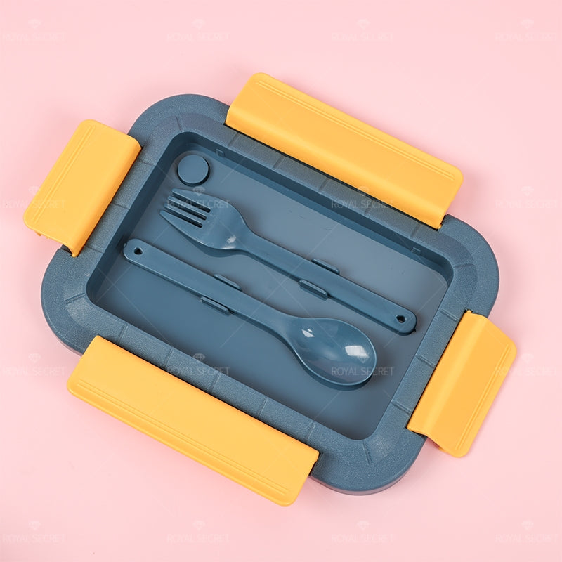 Rectangular Caja De Almuerzo De Calentamiento Por Microondas Portátil Lonchera Con Cubiertos Fiambrera Con Compartimento (Personalizado)