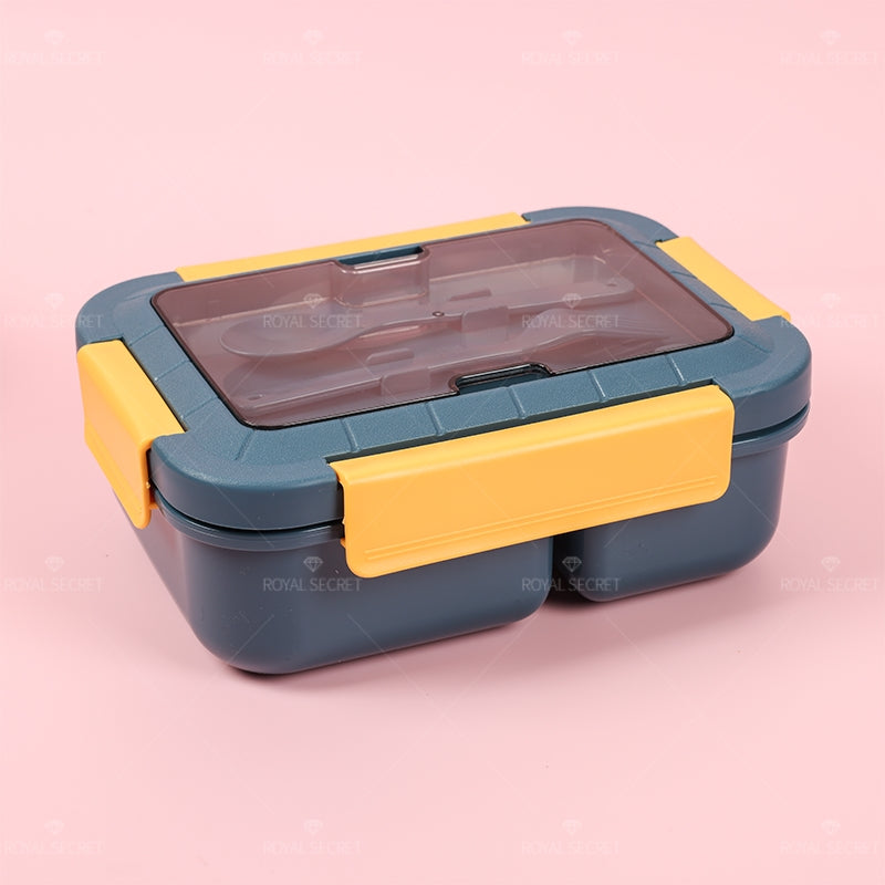 Rectangular Caja De Almuerzo De Calentamiento Por Microondas Portátil Lonchera Con Cubiertos Fiambrera Con Compartimento (Personalizado)