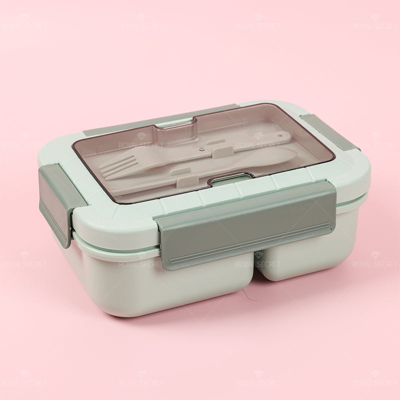 Rectangular Caja De Almuerzo De Calentamiento Por Microondas Portátil Lonchera Con Cubiertos Fiambrera Con Compartimento (Personalizado)