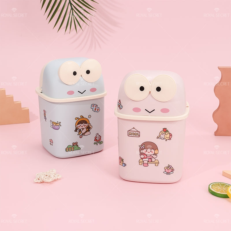 Frog Shape Flip Desktop Bin Con Pegatinas (Personalizado)