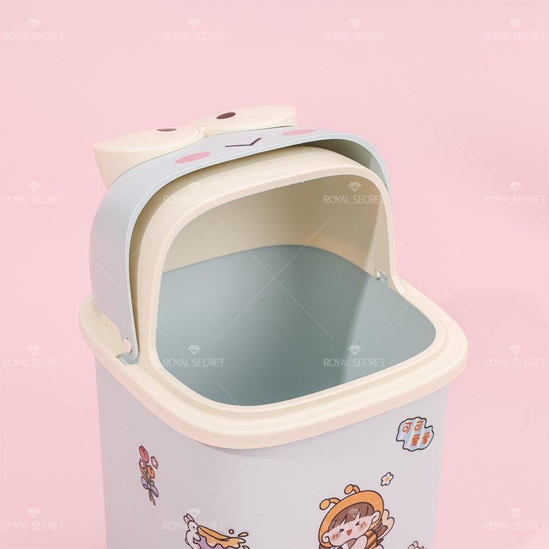 Frog Shape Flip Desktop Bin Con Pegatinas (Personalizado)