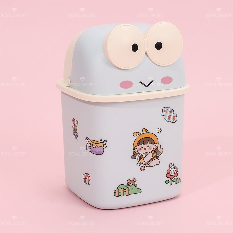 Frog Shape Flip Desktop Bin Con Pegatinas (Personalizado)