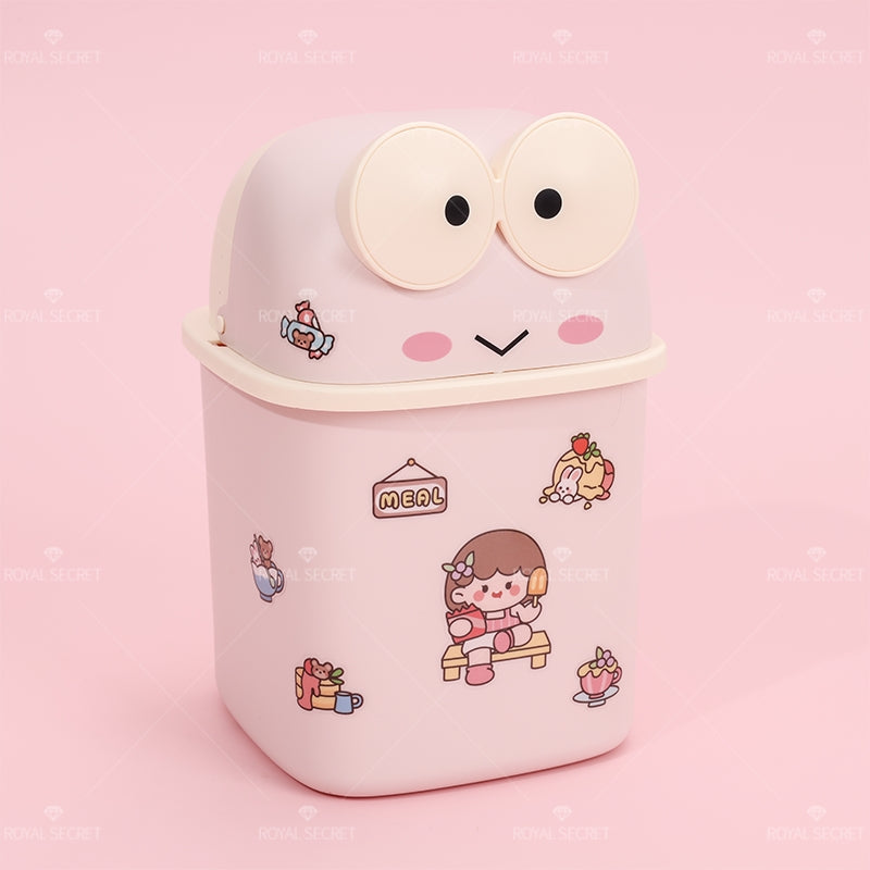 Frog Shape Flip Desktop Bin Con Pegatinas (Personalizado)