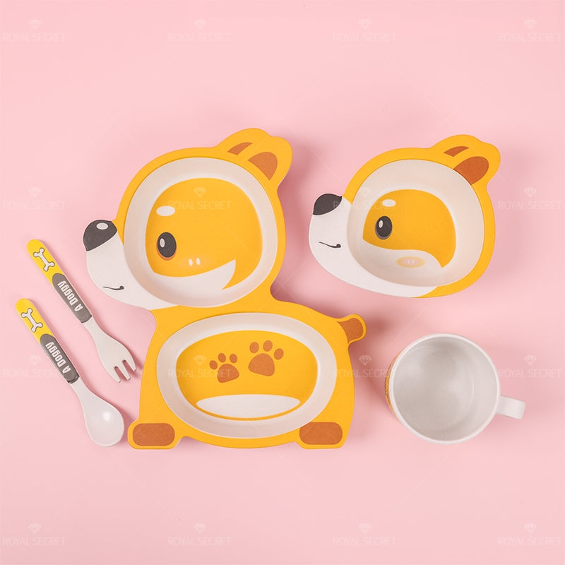 Plato llano Infantil De Fibra De Bambú Plato Con Forma De Shiba Inu (Personalizado)