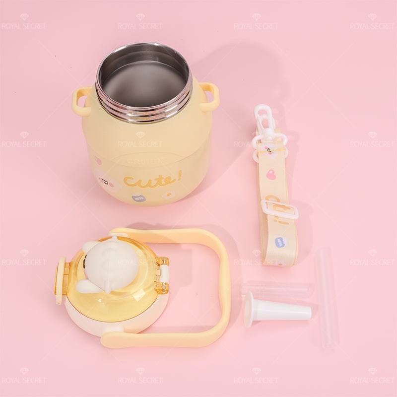 780ML Taza Termo de gran capacidad para ni?os, taza de agua termo con gran barriga de animales de dibujos animados (Personalizado)