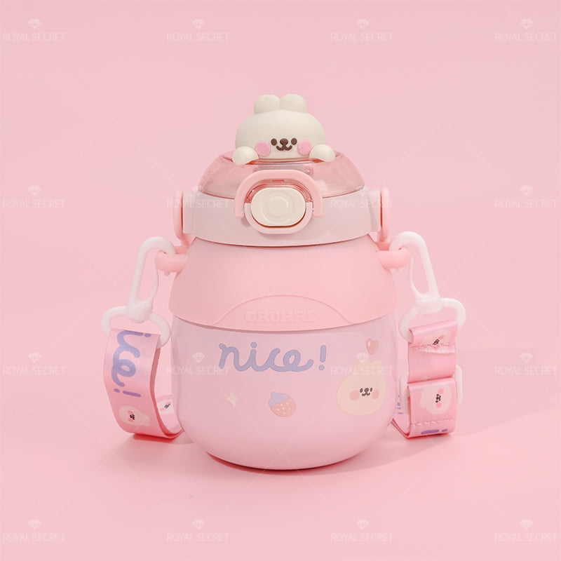 780ML Taza Termo de gran capacidad para ni?os, taza de agua termo con gran barriga de animales de dibujos animados (Personalizado)