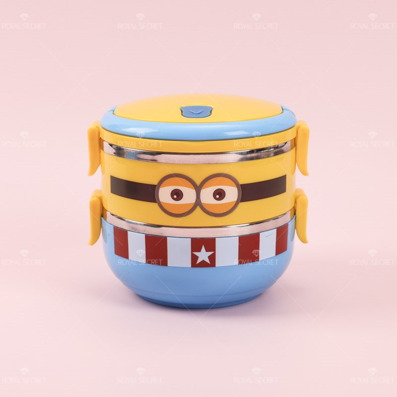 Lindo Caja De Almuerzo De Dibujos Animados Fiambrera De Comida De 2 Niveles Lunch Box Ni?o Portátil Lonchera(Personalizado)