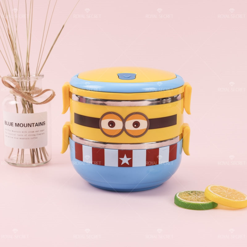 Lindo Caja De Almuerzo De Dibujos Animados Fiambrera De Comida De 2 Niveles Lunch Box Ni?o Portátil Lonchera(Personalizado)