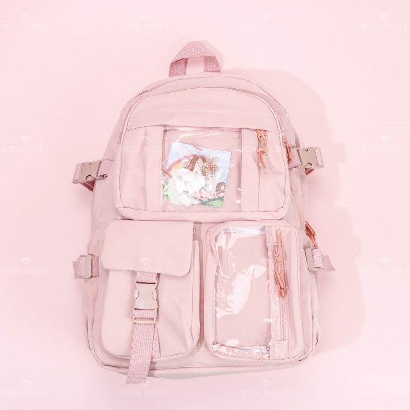 Mochila de gran capacidad para estudiantes Patchwork mochila Cartoon backpack(Mayoreo)