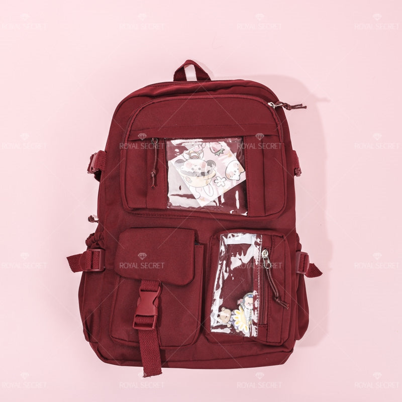 Mochila de gran capacidad para estudiantes Patchwork mochila Cartoon backpack(Mayoreo)