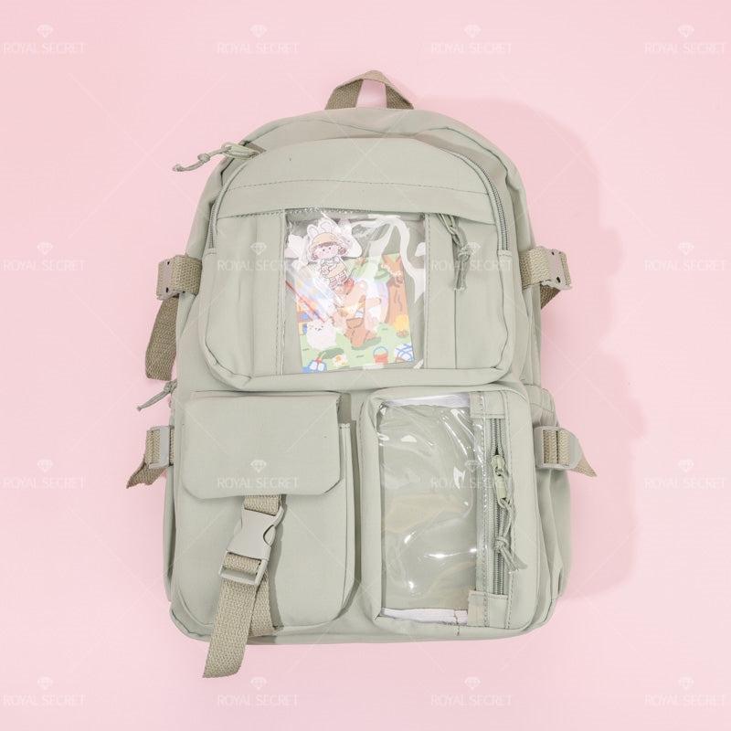 Mochila de gran capacidad para estudiantes Patchwork mochila Cartoon backpack(Mayoreo)