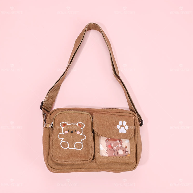 Mujer color sólido de un hombro bolsa cute cartoon bear crossbody bag(Mayoreo)