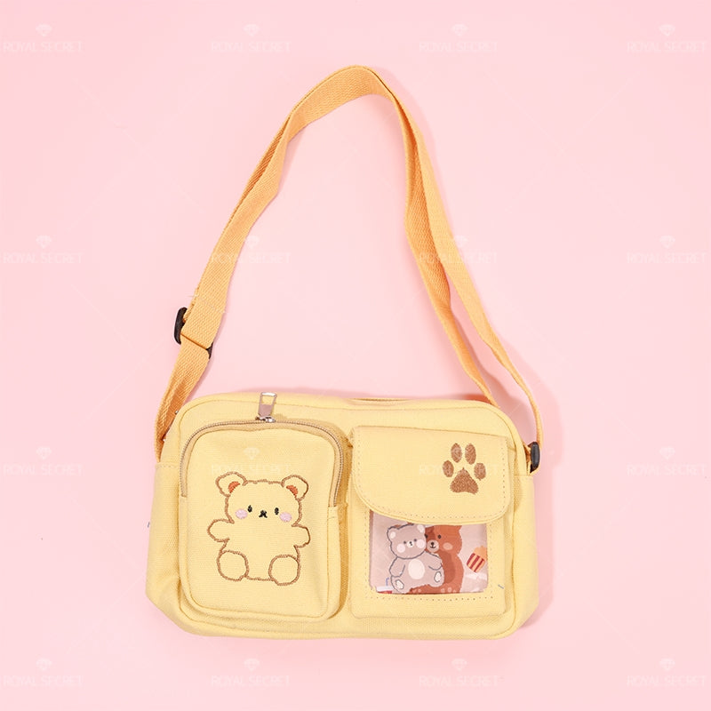 Mujer color sólido de un hombro bolsa cute cartoon bear crossbody bag(Mayoreo)