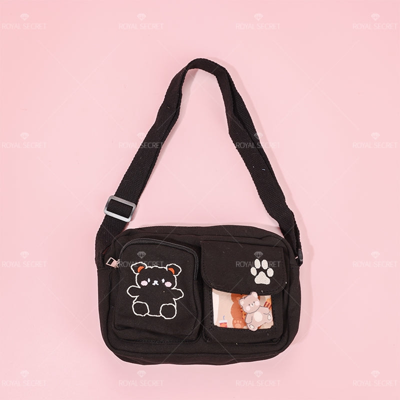 Mujer color sólido de un hombro bolsa cute cartoon bear crossbody bag(Mayoreo)