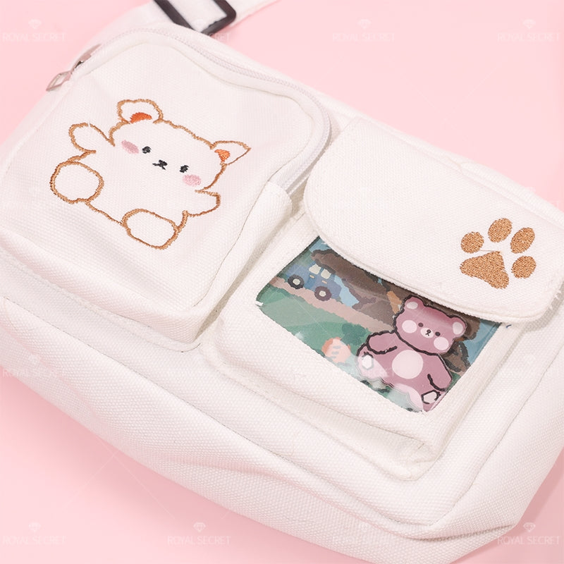 Mujer color sólido de un hombro bolsa cute cartoon bear crossbody bag(Mayoreo)