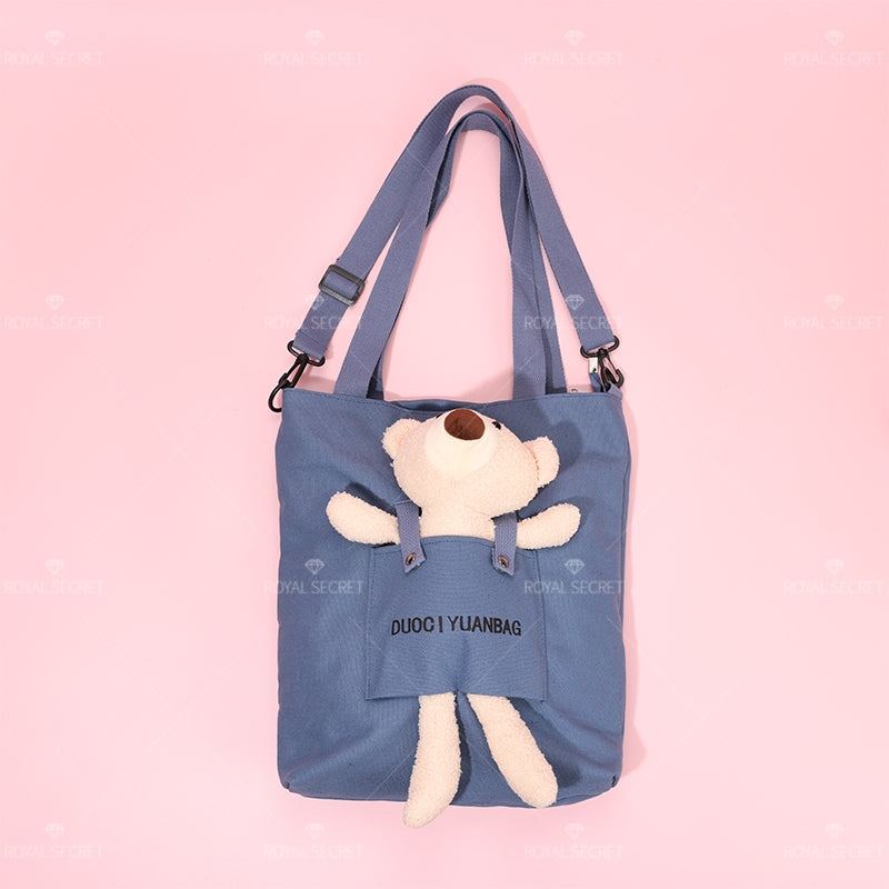Bonito cartoon bear tote bag color sólido una bolsa de hombro(Mayoreo)