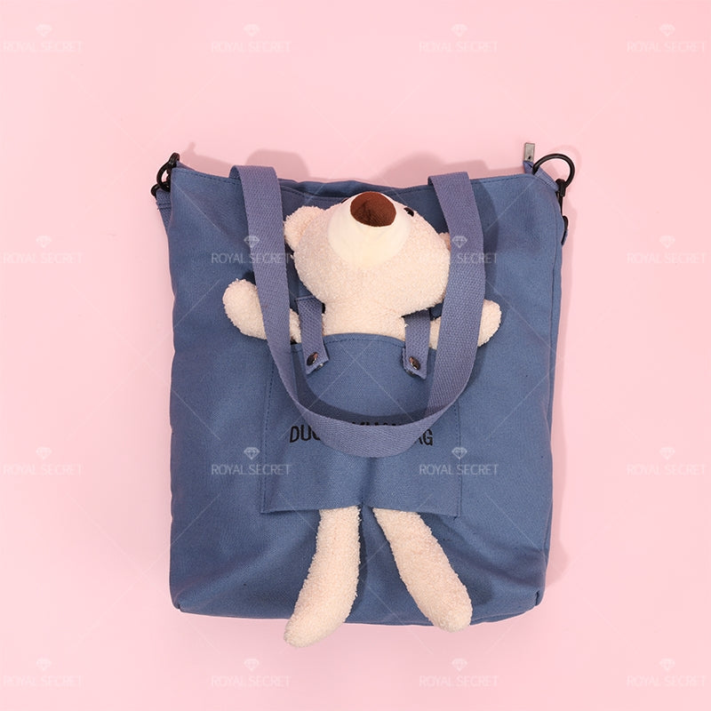 Bonito cartoon bear tote bag color sólido una bolsa de hombro(Mayoreo)