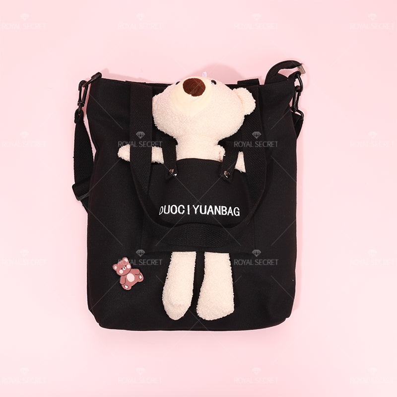 Bonito cartoon bear tote bag color sólido una bolsa de hombro(Mayoreo)