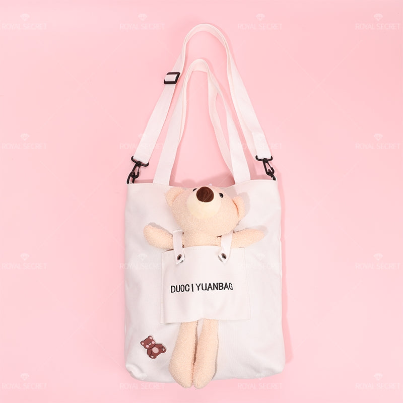 Bonito cartoon bear tote bag color sólido una bolsa de hombro(Mayoreo)