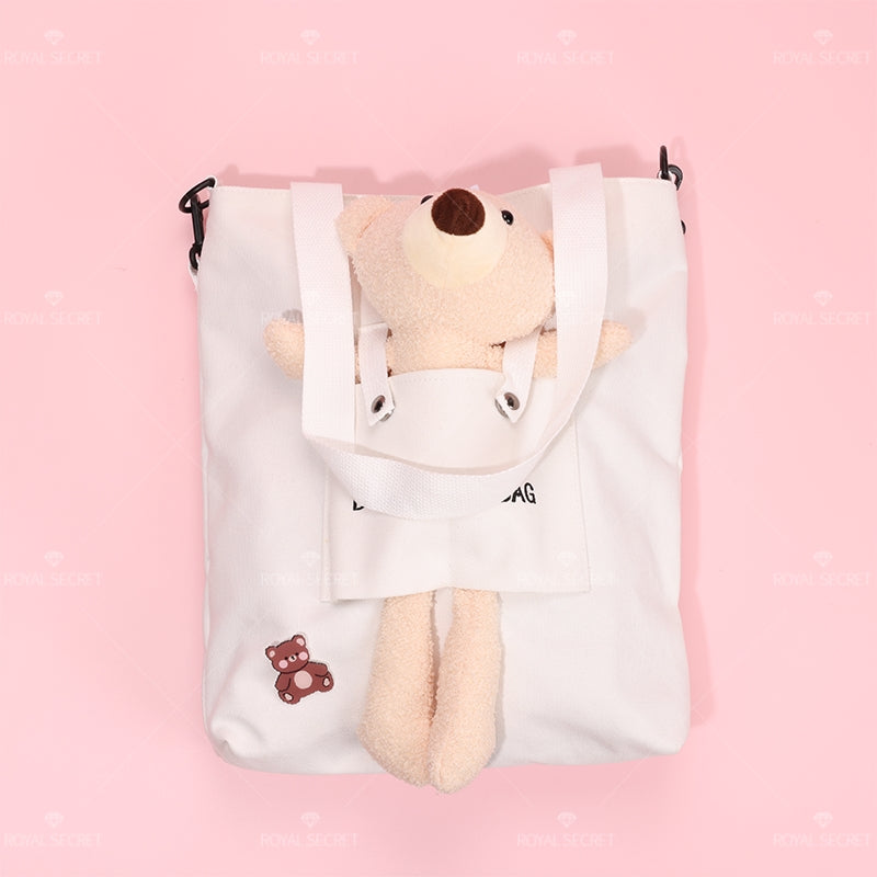 Bonito cartoon bear tote bag color sólido una bolsa de hombro(Mayoreo)
