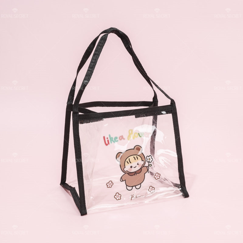 Lindos dibujos animados animal print lady tote bag bolso de almacenamiento transparente portátil(Mayoreo)