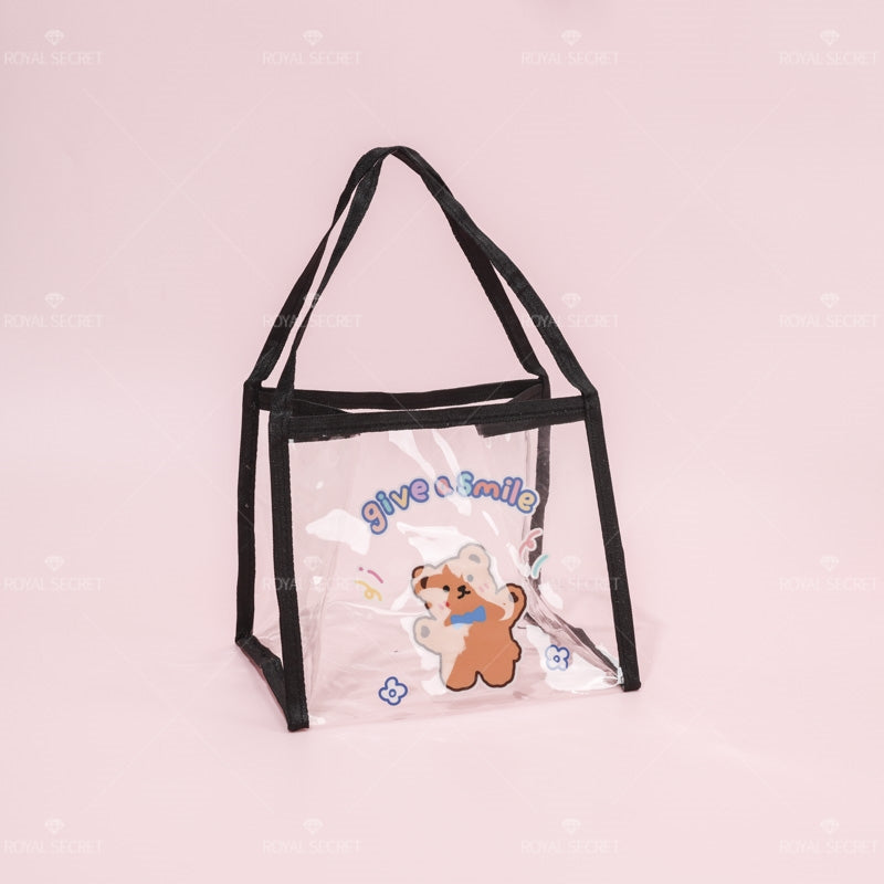 Lindos dibujos animados animal print lady tote bag bolso de almacenamiento transparente portátil(Mayoreo)