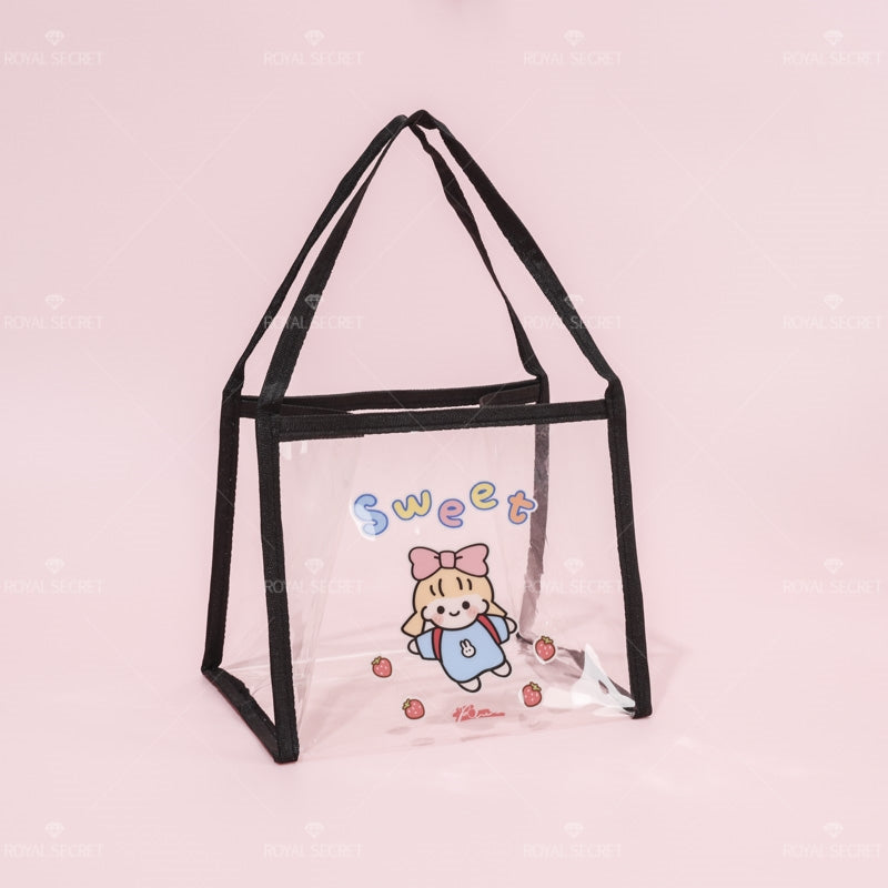 Lindos dibujos animados animal print lady tote bag bolso de almacenamiento transparente portátil(Mayoreo)