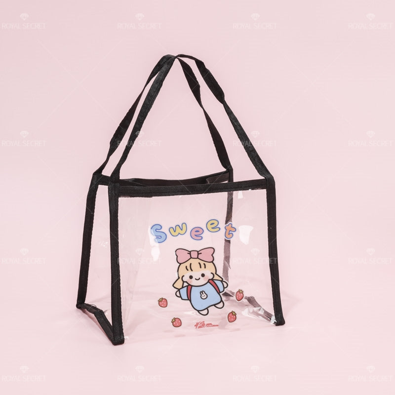 Lindos dibujos animados animal print lady tote bag bolso de almacenamiento transparente portátil(Mayoreo)