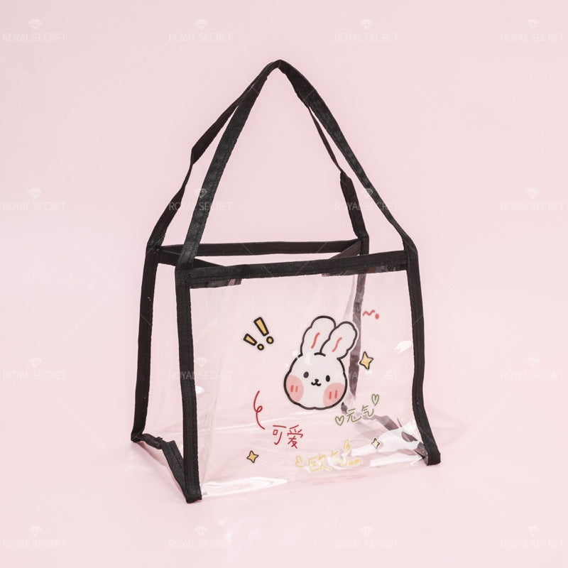 Lindos dibujos animados animal print lady tote bag bolso de almacenamiento transparente portátil(Mayoreo)