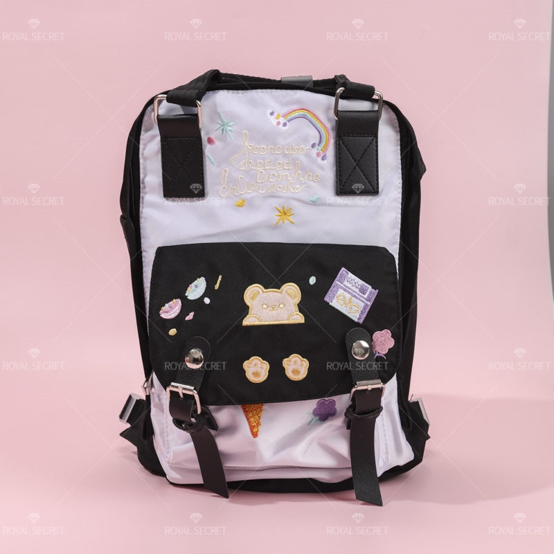 Ni?os dibujos animados mochila de gran capacidad patchwork mochila de color (Personalizado)