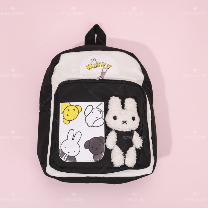Mochila de estudiante de gran capacidad patchwork mochila de color para ni?os conejo mu?eca mochila escolar(Mayoreo)