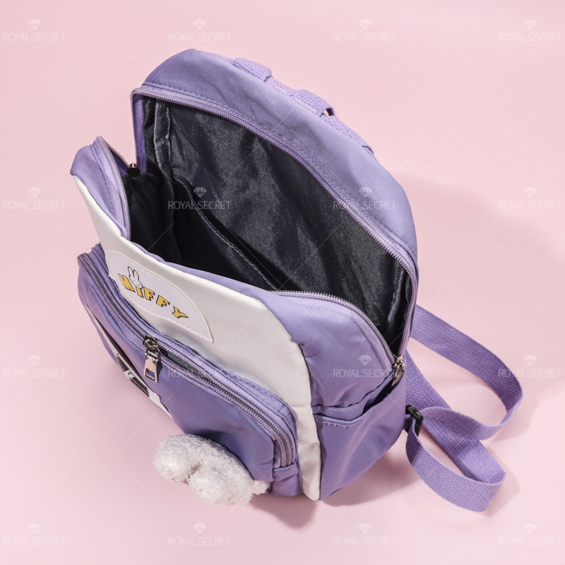 Mochila de estudiante de gran capacidad patchwork mochila de color para ni?os conejo mu?eca mochila escolar(Mayoreo)