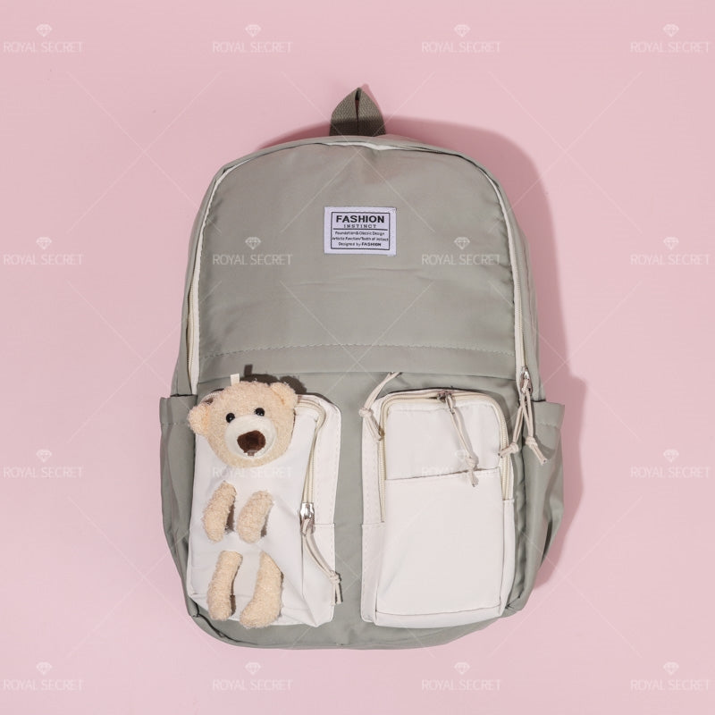 Mochila de estudiante de gran capacidad bear doll backpack (Personalizado)