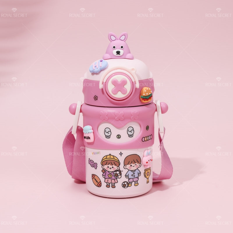 500ML Taza con aislamiento de acero inoxidable para ni?os, taza de agua con animales de dibujos animados bonitos (Personalizado)