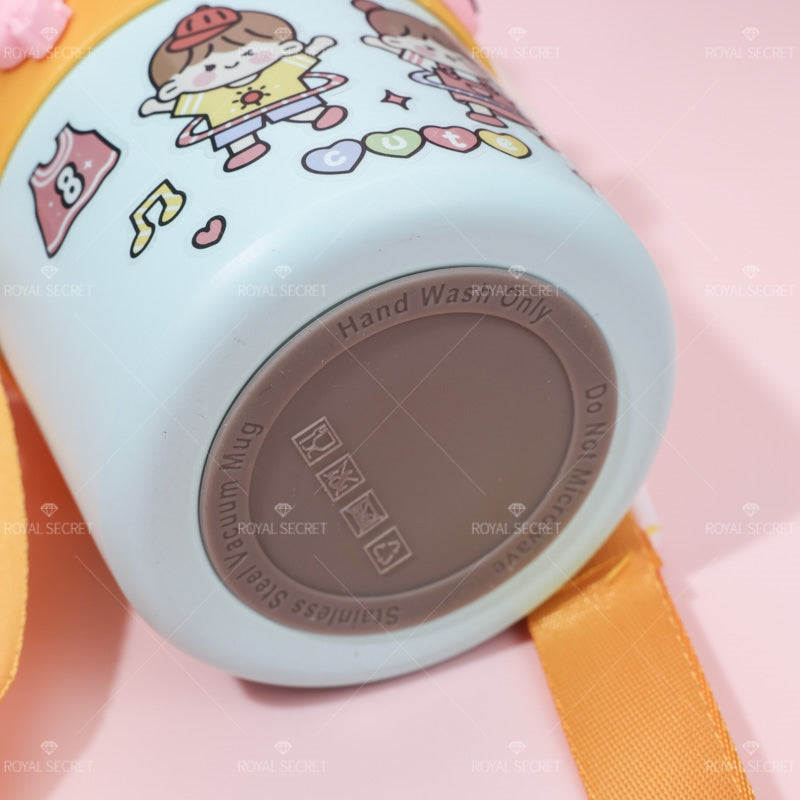 500ML Taza con aislamiento de acero inoxidable para ni?os, taza de agua con animales de dibujos animados bonitos (Personalizado)