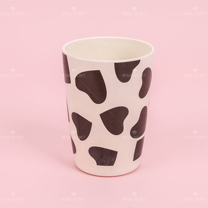 Juego De 5 Piezas Plato De Cena Con Forma De Vaca De Dibujos Animados De Fibra De Bambú Con Cuchillo Y Tenedor (Personalizado)
