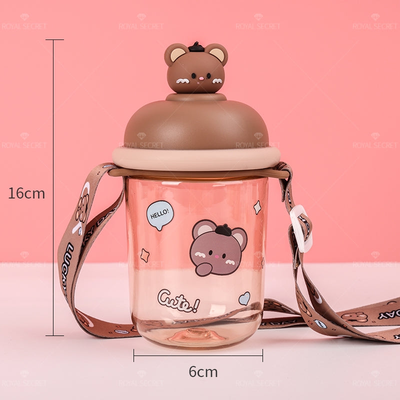 435ML Linda Botella De Agua De Animales De Dibujos Animados Con Bandolera (Personalización) - HOLY BOOK