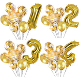 Set de decoración para primer cumpleaños con corona dorada y globo número 1