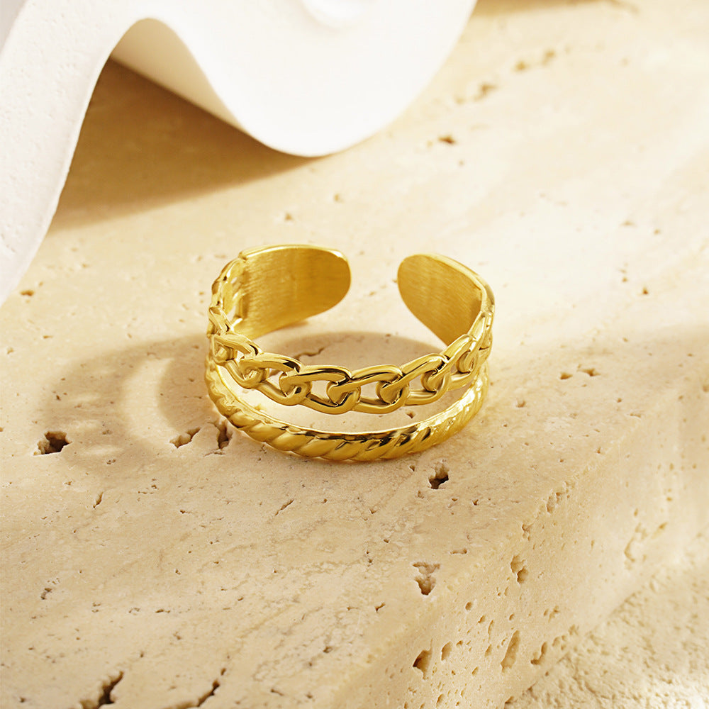 Anillos trenzados Holybook de acero titanio – diseño abierto ajustable para mujer