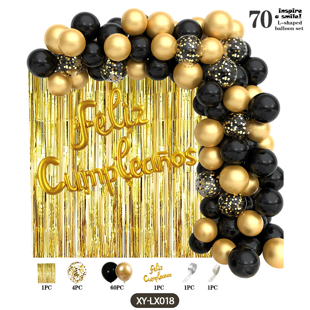 Cadena de globos para decoración de cumpleaños – rosa y dorado metálico