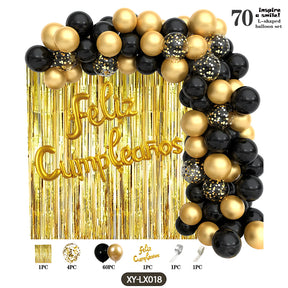 Cadena de globos para decoración de cumpleaños – rosa y dorado metálico