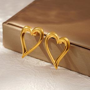 Aretes de corazón hueco irregulares – joyería minimalista Holybook para mujer