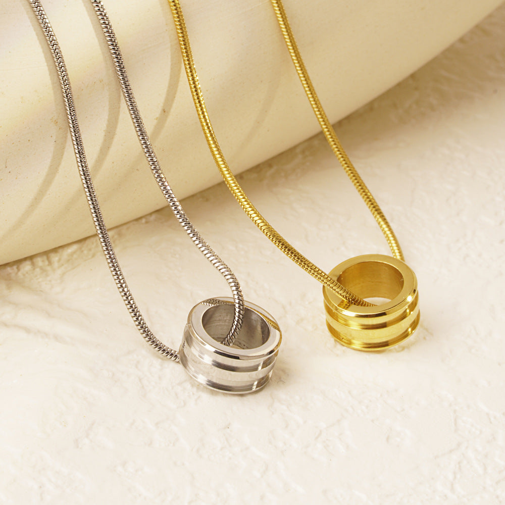 Collar cilíndrico de acero inoxidable Holybook – diseño elegante para mujer