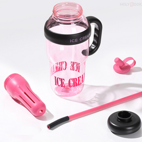 Taza de Plástico Económica 1300ML Nueva Taza Portátil de Gran Capacidad Con Asa（Mayoreo）