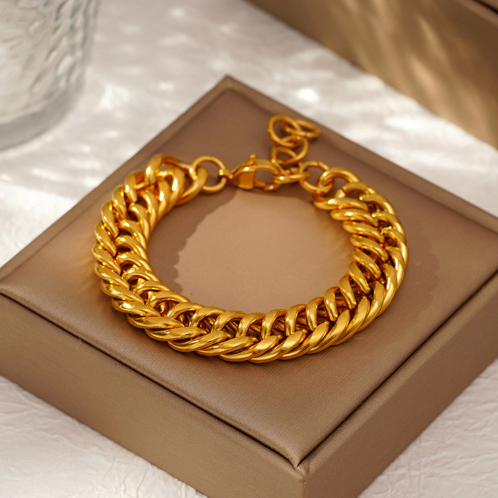 Pulsera gruesa Holybook de acero inoxidable dorado – estilo unisex moderno y elegante