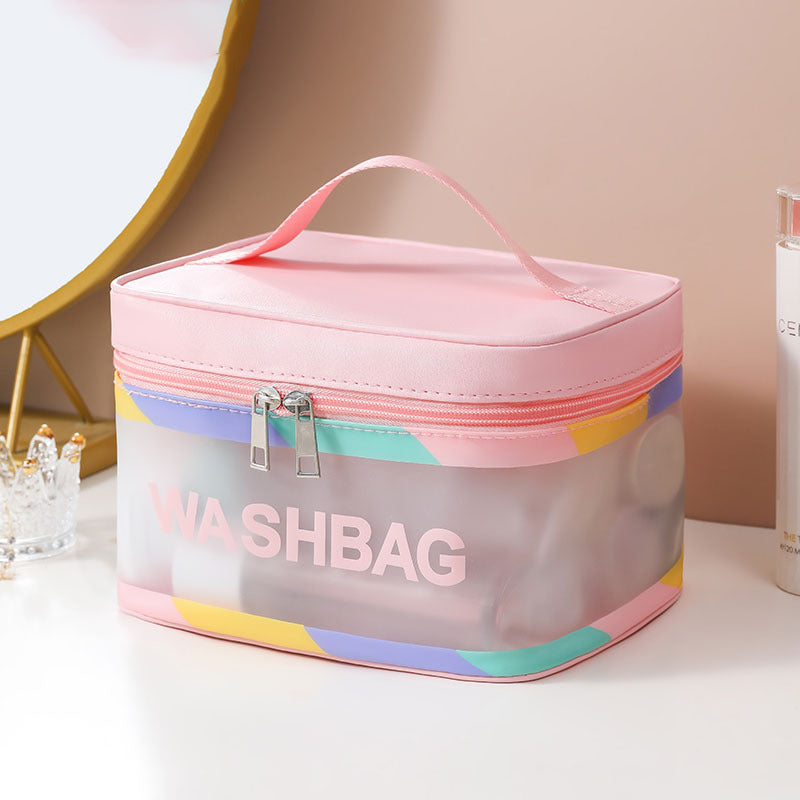 Neceser rosa claro impermeable – estuche de maquillaje moderno para mujer