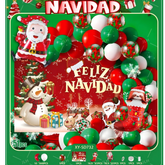 Set de Decoración Navideña con Globos – Guirnalda de Fiesta Temática de Navidad | Holybook Fiestas
