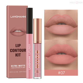 Langmanni 2 Piezas Lápiz Delineador de Labios y Brillo de Labios (Envío Inmediato)